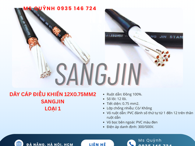 Cáp điều khiển Sangjin DVV 12x0.5, 12x0.75, 12x1.25, 12x1.5 Sài Gòn 0
