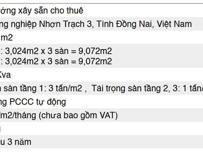 Cho thuê nhà xưởng 18.144 m2 đang xây dựng KCN Nhơn Trạch, Đồng Nai 3