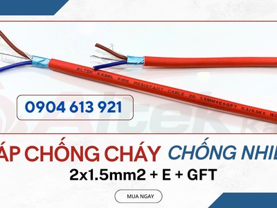 Dây tín hiệu chống cháy chống nhiễu 2x0.75/2x1.0/2x1.5/2x2.5 Altek Kabel đạt chuẩn IEC60331, BS6387 3