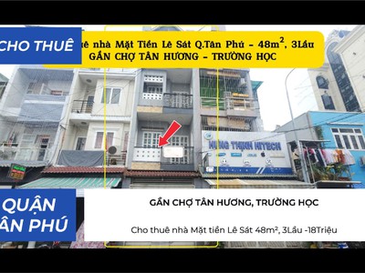 Cho thuê nhà mặt tiền lê sát 48m , 3lầu -18triệu - gần chợ, trường học 0