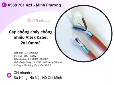 Cáp chống cháy chống nhiễu Altek Kabel 2x1.0mm2 chính hãng Đà Nẵng, Huế, Gia Lai 2