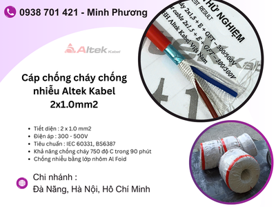 Cáp chống cháy chống nhiễu Altek Kabel 2x1.0mm2 chính hãng Đà Nẵng, Huế, Gia Lai 1
