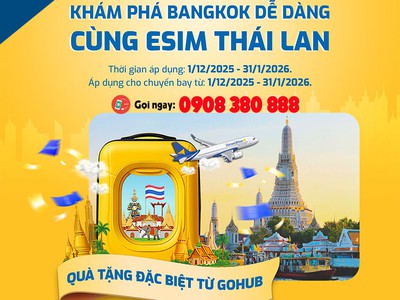 Bay Bangkok cùng Vietravel Airlines Nhận ngay eSIM Thái Lan miễn phí 0
