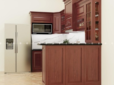 Mẫu Tủ Bếp Gỗ Xoan Đào Đẹp, Bền Và Chịu Nhiệt Tốt 2