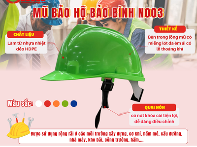 Mũ bảo hộ Bảo Bình N003 Hàng việt, chất lượng chuẩn quốc tế 0