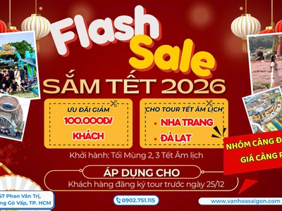 Flash Sale Sắm Tết   GIẢM ngay 100.000đ/khách  0