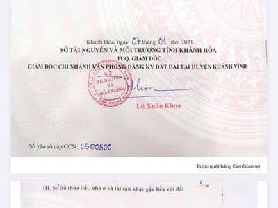 Bán đất khu tái định cư khánh vĩnh - khánh hòa. giá thu về bán cặp 850tr/lô 2