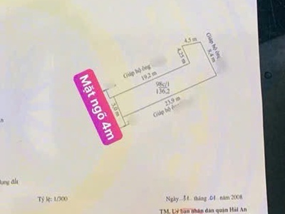 Bán lô đất 136,2m mặt ngõ rộng 4m ô tô vào tận nhà phương lưu, hải an gần hồ, gần lê hồng 2