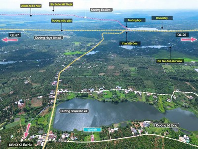 Cư kuin- đắk lắk đất giáp hồ tự nhiên dt 6 27m sẵn thổ cư kdc đông đường bê tông tới đất giá chỉ 1