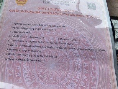 Hot chỉ 170 triệu sở hữu cho mình 1 lô đất full thổ cư đường bê tông tại xã eana tỉnh đăk lăk 1