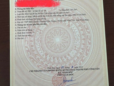 Bán lô đất siêu đẹp tại Minh Quyết, Khai Quang, Vĩnh yên, Vĩnh Phúc. Giá chỉ 2.8 tỷ 3