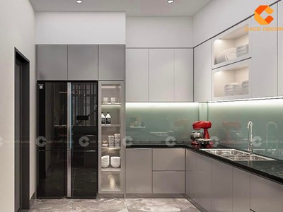 Tủ Bếp Gỗ Công Nghiệp Chữ U Phủ Acrylic Cao Cấp Hiện Đại 0