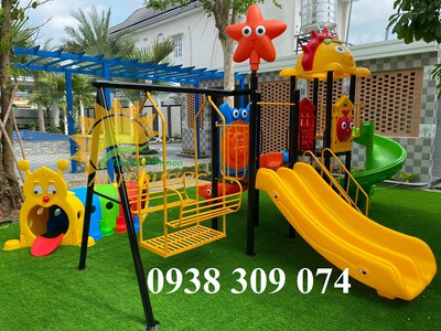 Cầu trượt lnhà khối iên hoàn, cầu trượt liên hoàn xích đu 0