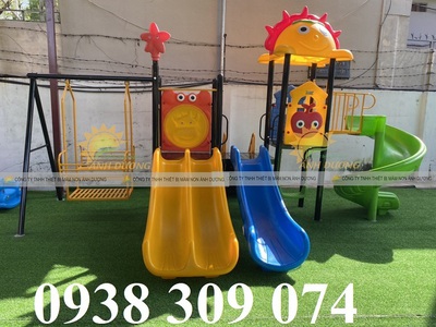 Cầu trượt lnhà khối iên hoàn, cầu trượt liên hoàn xích đu 1