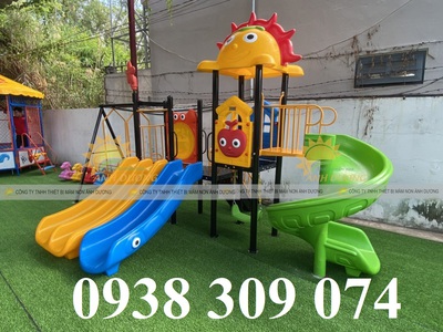 Cầu trượt lnhà khối iên hoàn, cầu trượt liên hoàn xích đu 2