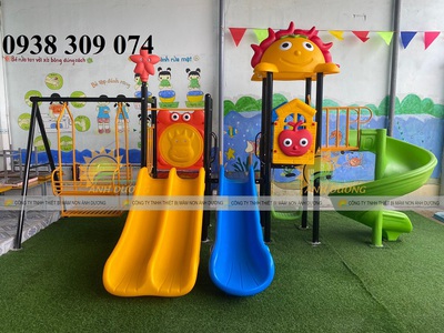 Cầu trượt lnhà khối iên hoàn, cầu trượt liên hoàn xích đu 3