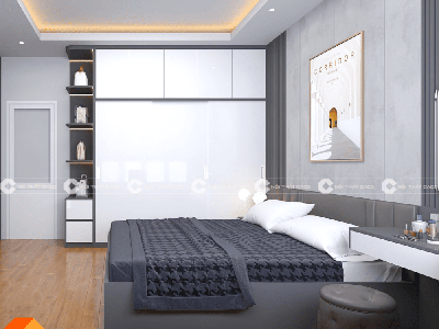 ComBo Phòng Ngủ Gỗ Công Nghiệp Phối Trắng Xám Thanh Lịch 0
