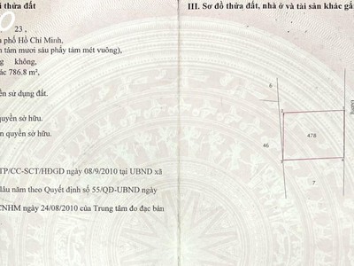 Chính chủ cần bán 786,8m2 đất mặt tiền đường nhị bình, hóc môn, hcm, giá đầu tư 3