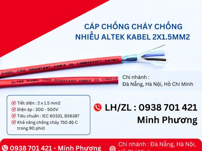 Cáp chống cháy chống nhiễu Altek Kabel 2x1.5mm2 Đà Nẵng, Phú Yên, Bình Định 3