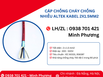 Cáp chống cháy chống nhiễu Altek Kabel 2x1.5mm2 Đà Nẵng, Phú Yên, Bình Định 2