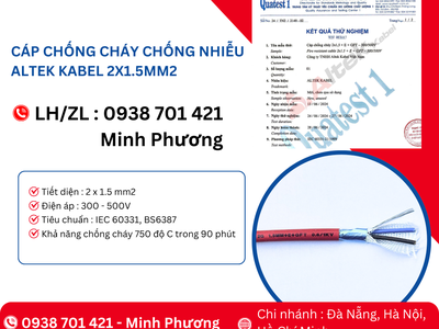 Cáp chống cháy chống nhiễu Altek Kabel 2x1.5mm2 Đà Nẵng, Phú Yên, Bình Định 1