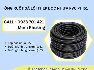 Ống ruột gà lõi thép bọc nhựa Pvc phi 51 Đà Nẵng, Quảng Ngãi, Quảng Trị 2