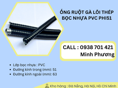 Ống ruột gà lõi thép bọc nhựa Pvc phi 51 Đà Nẵng, Quảng Ngãi, Quảng Trị 1