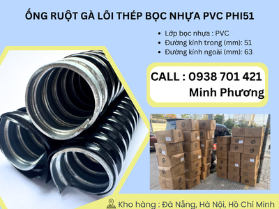 Ống ruột gà lõi thép bọc nhựa Pvc phi 51 Đà Nẵng, Quảng Ngãi, Quảng Trị 0