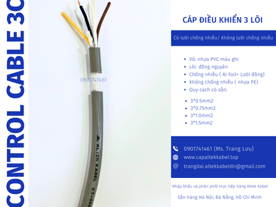 Cáp tín hiệu không lưới/ có lưới chống nhiễu 3x0.5, 3x0.75, 3x1.0, 3x1.5 2