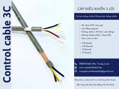 Cáp tín hiệu không lưới/ có lưới chống nhiễu 3x0.5, 3x0.75, 3x1.0, 3x1.5 3