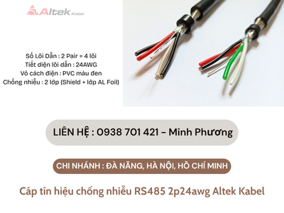 Cáp tín hiệu chống nhiễu RS485 2p24awg Altek Kabel Đà Nẵng, Gia Lai, Huế 1