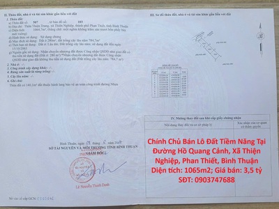 Đất đẹp - giá tốt - bán gấp lô đất tiềm năng tại đường hồ quang cảnh, xã thiện nghiệp, phan thiết, 0