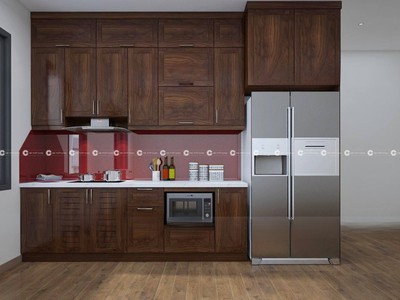 Mẫu Tủ Bếp Gỗ Óc Chó Với Gam Nâu Ấm Áp Sang Trọng 0