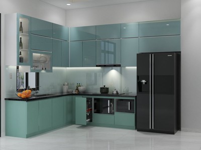 Tủ Bếp Nhựa Picomat Phủ Acrylic Màu Xanh Cao Cấp 2