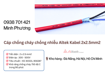 Cáp chống cháy chống nhiễu Altek Kabel 2x2.5mm2 tại ĐÀ NẴNG HÀ NỘI HỒ CHÍ MINH 2