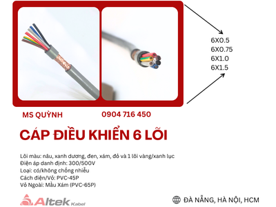 Dây cáp 6x0.5, 6x0.75, 6x1.0, 6x1.5 chống nhiễu Altek Kabel 1
