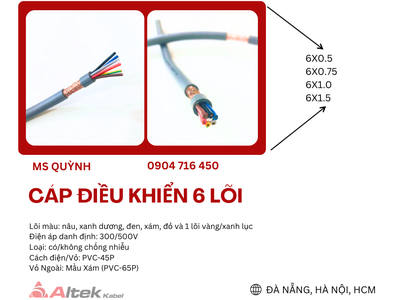 Dây cáp 6x0.5, 6x0.75, 6x1.0, 6x1.5 chống nhiễu Altek Kabel 2