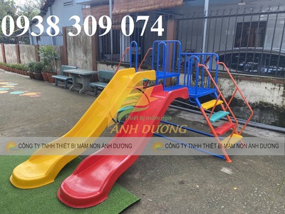 Cầu trượt máng đôi, cầu trượt đôi mầm non 2 máng song song 0