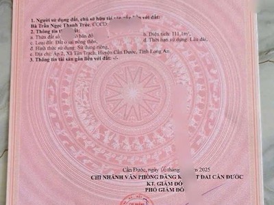 Bán đất 110m2 thổ cư, giá 900tr, đường oto vào tới đất, tây ninh   xã tân trach, huyện cần đước, 2