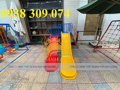 Cầu trượt máng đôi, cầu trượt đôi mầm non 2 máng song song 2