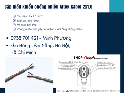 Cáp điều khiển chống nhiễu Altek Kabel 2x1.0 Thanh Hóa, Hà Tĩnh, Phú Yên 1