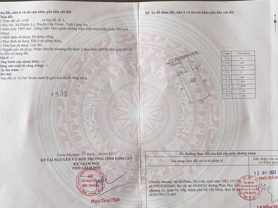 Giá tốt: chính chủ bán 2 lô đất diện tích 1097.4m2 và 1134m2 tại xã phước lý, huyện cần giuộc, long 2