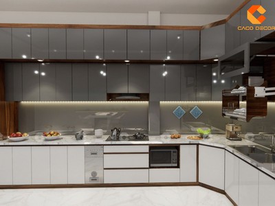 Tủ Bếp Gỗ Công Nghiệp Chữ L Tối Ưu Không Gian 0