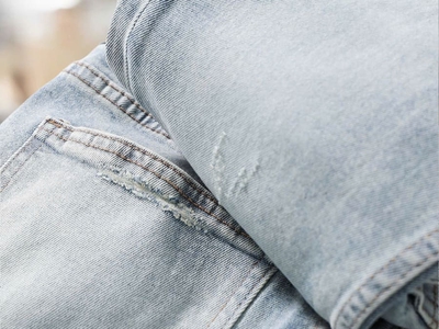 Quần jean Defoxx ôm xanh wash bạc 0