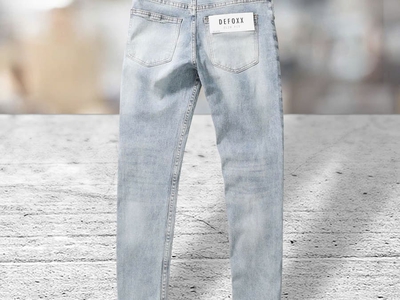 Quần jean Defoxx ôm xanh wash bạc 3