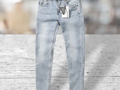 Quần jean Defoxx ôm xanh wash bạc 4