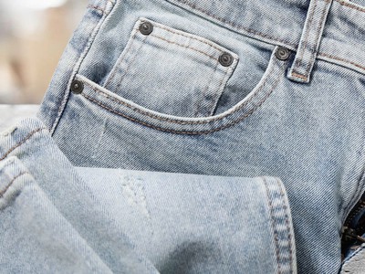 Quần jean Defoxx ôm xanh wash bạc 1