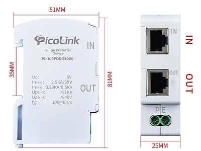 Thiết bị chống sét mạng LAN RJ45 Picolink PL-106POE-E1000 3