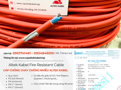 Cáp chống cháy chống nhiễu 2x0.75/ 2x1.0/ 2x1.5/ 2x2.5 Altek Kabel chính hãng 0