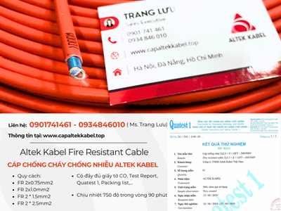 Cáp chống cháy chống nhiễu 2x0.75/ 2x1.0/ 2x1.5/ 2x2.5 Altek Kabel chính hãng 1